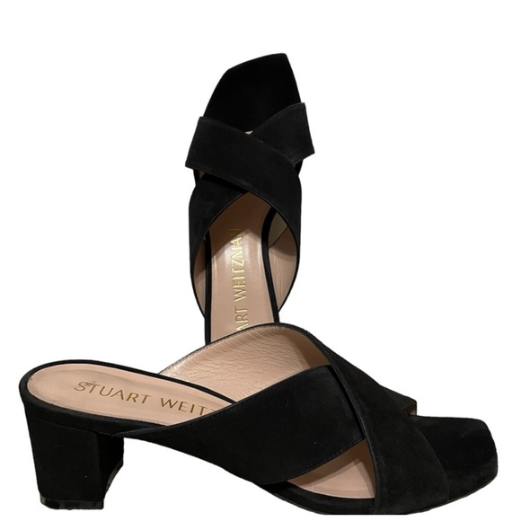 Stuart Weitzman Black Suede Mules - Picture 1 of 7